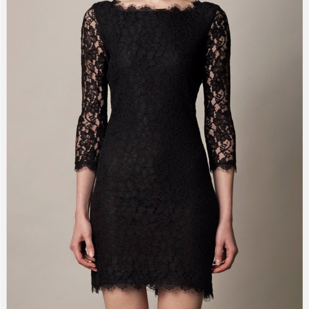 Diane von Furstenberg DVF Zarita Black Lace Dress - Size 14